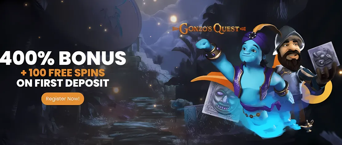 Golden Genie Casino: 400% bonus plus 100 free spins, Gonzo's Quest
